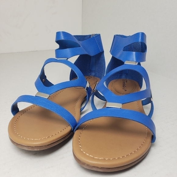 Breckelles Blue Open Toe Slip-On Zip Sandals Sz 8 - Picture 3 of 10